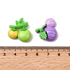 オペーク樹脂カボション  果物と野菜  混合図形  ミックスカラー  21~25x21~24x7~8mm&nbsp;RESI-K046-07