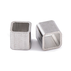 変色しない304ステンレススチールヨーロピアンビーズ  大穴ビーズ  キューブ  ステンレス鋼色  5x5x5mm  穴：4x4mm&nbsp;LS-FIND-Q103-05C-P