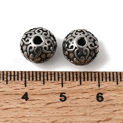 304ステンレススチールビーズ  アンティークシルバー  花の丸  10x9.5mm  穴：1.8mm&nbsp;STAS-K255-20H-AS