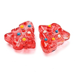 手作りランプワークビーズ  クリスマスツリー  カメリア  16.5x15x7.5mm  穴：1.2mm&nbsp;LAMP-B026-01E