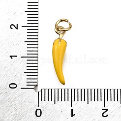 真鍮製エナメルペンダント  丸カン付き  長持ちメッキ  鉛フリー＆カドミウムフリー  ラックめっき  チリチャーム  18KGP本金メッキ  ゴールド  18x4mm  穴：3.5mm&nbsp;LS-KK-Z100-10G-02