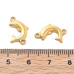 304ステンレススチールコネクタチャーム  イオンプレーティング（ip）  イルカ  14KGP本金メッキ  16.2x10x2.3mm  穴：1.6mm&nbsp;STAS-M111-25G