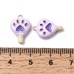 合金エナメルチャーム  足のプリントのチャーム  ゴールドカラー  ラベンダー  15x10.5x4mm  穴：1mm&nbsp;PALLOY-T094-05B