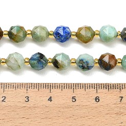 天然クリソコラとラピスラズリビーズ連売り  スターカットラウンドビーズ  多面カット  シードビーズで  8mm  穴：0.8mm  約38個/連  14.49''（36.8cm）〜14.88''（37.8cm）&nbsp;GG-CBA3921-B07-8mm