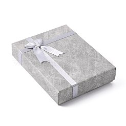 厚紙のジュエリーセットボックス  内部のスポンジパッド付き  長方形  銀  16x12.5x3.6cm&nbsp;CBOX-G016-A03