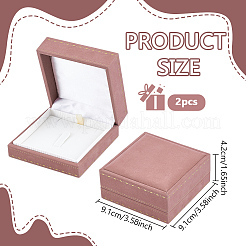 ベルベットのブローチのパッケージボックス  正方形  インディアンレッド  9.1x9.1x4.2cm&nbsp;CON-WH0086-233B
