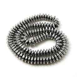 非磁性合成ヘマタイトビーズ連売り  フラットラウンド  銀メッキ  8x3mm  穴：1mm  約121個/連  15.5インチ&nbsp;X-G-E165-2C