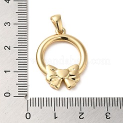 304ステンレスペンダント  ちょう結びチャーム付きリング  ゴールドカラー  26x20x3mm  穴：5x3mm&nbsp;STAS-L272-019G