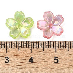 透明ABSプラスチックビーズキャップ  ABカラーメッキ  5  - 花びらの花  ミックスカラー  11.5x11.5x2.5mm  穴：1.4mm  約3125個/500g&nbsp;FIND-B043-01