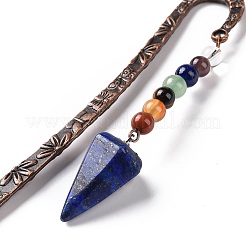 天然ラピスラズリのブックマーク  ラックメッキ合金フックブックマーク  カドミウムフリー＆鉛フリー  125x20mm&nbsp;AJEW-C025-01E