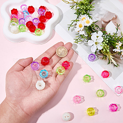 透明アクリルビーズキャップ 40 個  花  2穴  ミックスカラー  18.5x13mm  穴：2mm&nbsp;OACR-SC0003-03