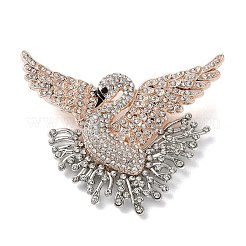 バックパックの服に合う白鳥の合金ラインストーンラペルピン  プラチナ＆ライトゴールド  49x60mm&nbsp;JEWB-H032-03LGP