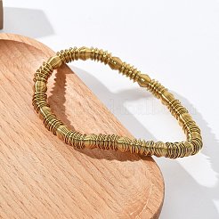 女性用304ステンレススチールストレッチバングル  ゴールドカラー  1/4インチ（0.65cm）  内径：2-1/4インチ（5.6cm）&nbsp;BJEW-P315-02B-G