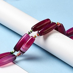 天然石瑪瑙ビーズ連売り  染め＆加熱  ライス  オールドローズ  29.5~34x9.5~13.5mm  穴：2.5mm  約10個/連  16''（41センチメートル）&nbsp;G-K334-01B