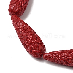 合成サンゴ彫刻ビーズ連売り  染め  ティアドロップ  暗赤色  34x10.5mm  穴：1.2mm  約11個/連  14.65''（37.2センチメートル）&nbsp;CORA-C003-09A-02