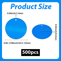 PVCプラスチックペンダント500個  フラットラウンド  ブルー  24.5x0.2mm  穴：1.4mm&nbsp;KY-GF0001-67B-06