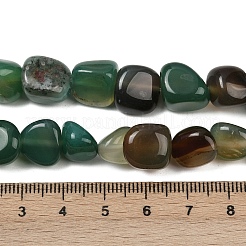 天然石瑪瑙ビーズ連売り  染め＆加熱  タンブルストーン  ナゲット  グリーン  7~11x7~13mm  穴：0.8~1mm  約38個/連  15.35インチ（39cm）&nbsp;G-L630-F01-01E