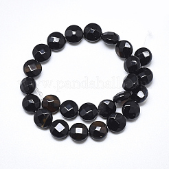 ナチュラルブラックオニキスビーズ連売り  ファセットコインビーズ  フラットラウンド  8~8.5x4.5~5mm  穴：1mm  約25個/連  7.8インチ&nbsp;G-S357-F11