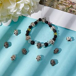 チベット風合金ビーズ  スカル  ガンメタ色＆プラチナ  11x9x10mm  穴：1.5mm  2色  20個/カラー  40個/箱&nbsp;PALLOY-GA0001-04