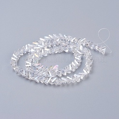 電気メッキガラスビーズセット  ABカラーメッキ  多面カット  三角形  クリアAB  4.5x5x6mm  穴：1mm  約88~90個/連  28~30cm&nbsp;EGLA-J146-6mm-AB01