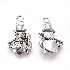 クリスマス雪だるま合金ペンダント  チベットスタイル  鉛フリー＆カドミウムフリー  アンティークシルバー  23x14x4mm  穴：2mm&nbsp;TIBEP-GC113-AS-RS