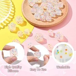 シリコンビーズ  六角形/円形、水玉模様  透明  15~22x15~22x15~17mm  穴：2~2.5mm  10個/セット&nbsp;SIL-YW0001-52A