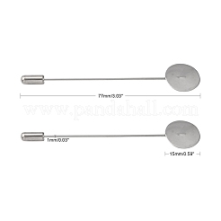 変色しにくい201ステンレススチール製ブローチ金具  ステンレス鋼色  トレイ：15mm  75~77x15mm  ピン：1mm&nbsp;STAS-S066-01