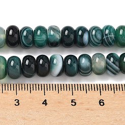 天然バンデットアゲートビーズ連売り  染め＆加熱  ロンデル  グレードA  濃い緑  8~8.5x5mm  穴：1mm  約76~77個/連  14.76~14.96インチ（37.5~38cm）&nbsp;G-F790-I01-01R