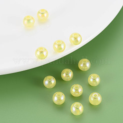 模造ゼリーアクリルビーズ  ABカラーメッキ  ラウンド  きいろ  8mm  穴：1.8mm  約1745個/500g&nbsp;MACR-S373-66-E01