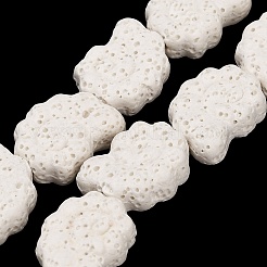 天然溶岩岩ビーズ連売り  染め  螺旋状の貝殻  ホワイト  16~17x13x6.5mm  穴：1.2mm  約26個/連  16.34~16.54''（41.5~42センチメートル）&nbsp;G-G347-01I