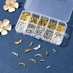 242個2色チベット風合金ビーズ  ウイング  ゴールデン＆シルバー  4~22x3~21.5x3~4mm  穴：1~1.5mm  242個/セット&nbsp;TIBEB-FS0001-08