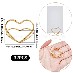 ミニアイアンプレースカードホルダー32個  かわいいテーブルカードホルダー  結婚式のための  パーティー  ハート  ゴールドカラー  25~29x29~31x24~26mm&nbsp;ODIS-SP0001-08G