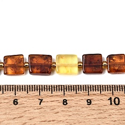天然琥珀ビーズ連売り  正方形  シードビーズで  ミックスカラー  7~9.5x7~9.5x3~5mm  穴：0.8mm  約39~40個/連  15.08''~15.28''（38.3~38.8センチメートル）&nbsp;G-C260-A01-05