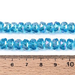 電気メッキガラスビーズセット  ロンデル  多面カット  ABメッキ  ディープスカイブルー  7~8x4.5~5mm  穴：1.2~1.4mm  約79~81個/連  15.35~15.94''（39~40.5センチメートル）&nbsp;EGLA-T021-20G