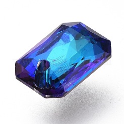 ガラスラインストーンチャーム  バックメッキ  多面カット  八角形の長方形  ミックスカラー  9x6x3mm  穴：1mm&nbsp;RGLA-A024-E02-M1