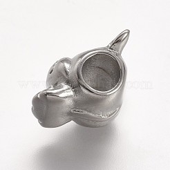 変色しにくい304ステンレススチール製ヨーロピアンビーズ  12中国の干支  馬  大穴ビーズ  14x12x10mm  穴：4.5mm&nbsp;STAS-F057-01
