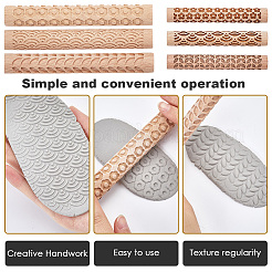 木製の麺棒  DIYポリマークレイツール  混合図形  100x15~20mm  6スタイル  1個/スタイル  6pc&nbsp;DIY-CN0003-13C