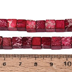 天然imp玉ビーズ  染め  キューブ  ファイヤーブリック  5.5~6.5x5.5~6.5x5.5~6.5mm  穴：0.7~0.9mm  約65~66個/連  15.75~15.94インチ（40~40.5cm）&nbsp;G-Q606-43A-05