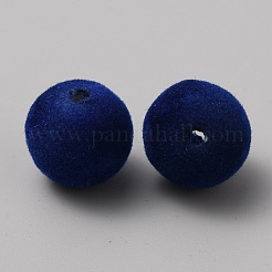 フロッキーアクリルビーズ  ラウンド  ミッドナイトブルー  14x13.5mm  穴：2.5mm&nbsp;FIND-WH0162-14