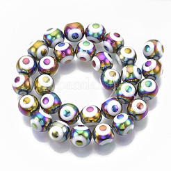 電気メッキガラスビーズセット  ナザールボンジュウ模様  カラフル  10x9.5~10mm  穴：1.2mm  約30個/連  11.2インチ&nbsp;EGLA-T012-02G