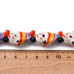 手作りの陶器ビーズ  ピエロ  カラフル  26x14x12.5mm  穴：2.5mm  約15個/連  13.39インチ（34cm）&nbsp;PORC-G006-17-01
