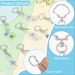 7個 7色巻貝蓄光透明アクリル&ガラスペンダント装飾  バッグ装飾用の合金製回転留め金チャーム  ミックスカラー  120mm  1pc /カラー&nbsp;HJEW-SC00105