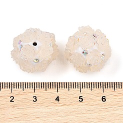 エンボス加工された光沢のあるアクリルのバラが付いたポリマー粘土のラインストーンビーズ  暗闇で光る  DIY人形キーホルダー用  パパイヤホイップ  20~21mm  穴：1.8mm&nbsp;CLAY-H003-06D