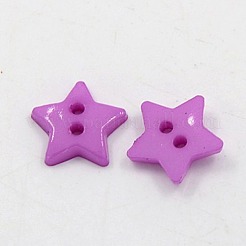 2ホールのアクリルスター12 MMのセーターの子供服のパーツ  染め  ミディアム蘭  12x2mm  穴：1mm&nbsp;X-BUTT-E053-03
