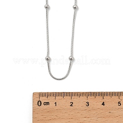 3mm 304ステンレススチール製ラウンドスネークチェーンネックレス（女性・男性用）  丸いビーズで  ステンレス鋼色  16.46インチ（41.8cm）&nbsp;NJEW-F351-03P