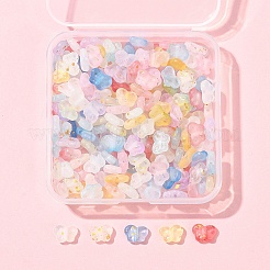 グラデーションカラー透明アクリルビーズ200個  金色の箔付き  蝶  ミックスカラー  7.5x10x3.5mm  穴：1.5mm&nbsp;MACR-FS0002-02