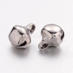 アイアン製ベルチャーム  クリスマスデコレーションのための素晴らしい  プラチナカラー  8x6mm  穴：1mm&nbsp;X-IFIN-G048-N