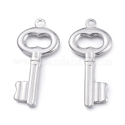 変色しにくい304ステンレススチールペンダント  キー  ステンレス鋼色  49.3x23x2.7mm  穴：3mm&nbsp;LS-STAS-K207-44P
