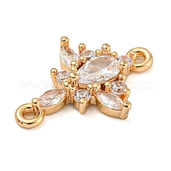 真鍮舗装クリアキュービックジルコニアコネクタチャーム  18KGP本金メッキ  花  18.5x13.5x3mm  穴：1.2mm&nbsp;ZIRC-U004-02G-02