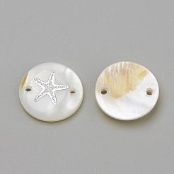 淡水シェルリンクコネクター  フラットラウンド  プラチナ  16x4mm  穴：1.1~1.5mm&nbsp;SHEL-Q009-P